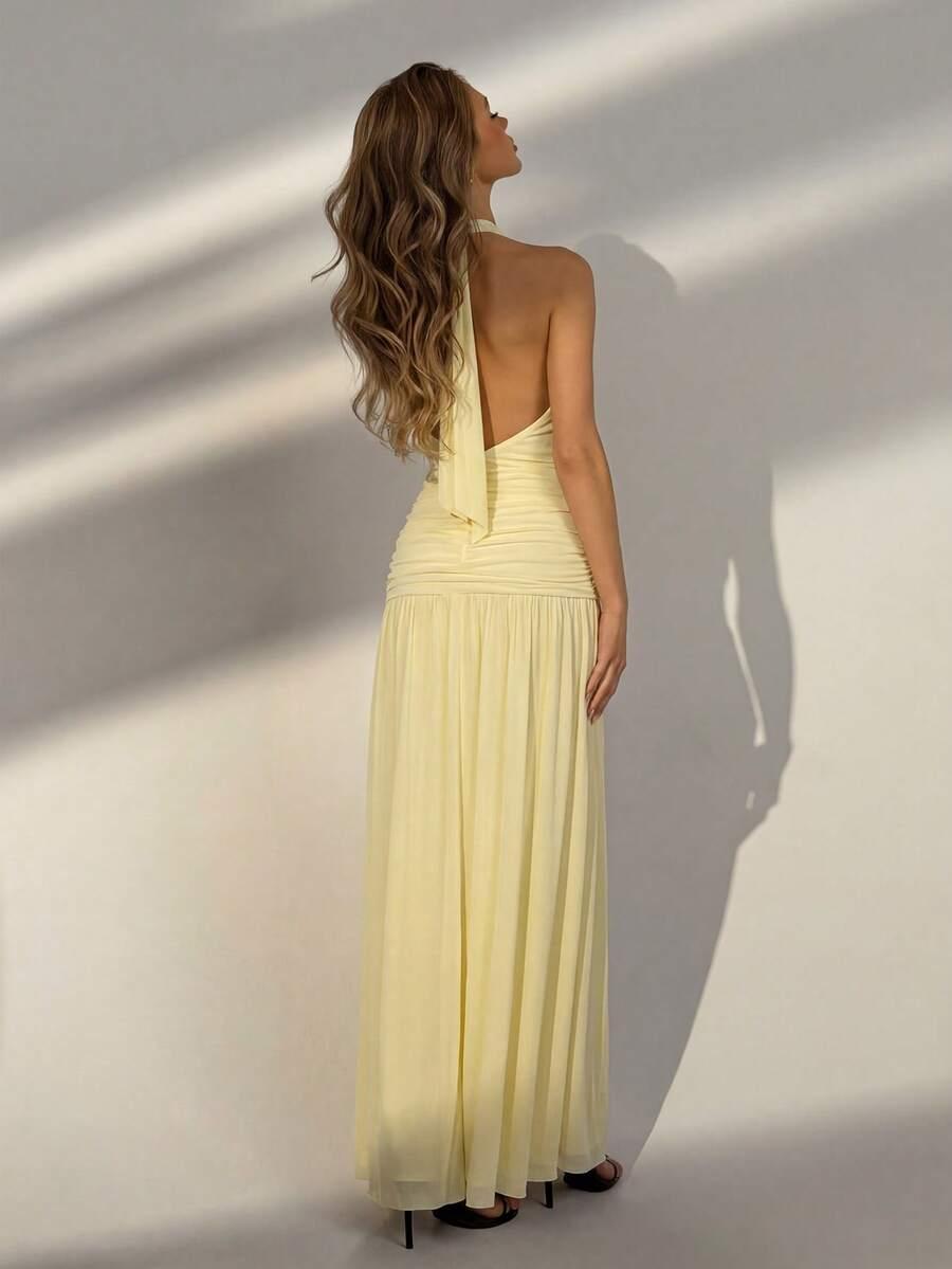 SHEIN ŻÓŁTA MAXI SUKIENKA S06__L