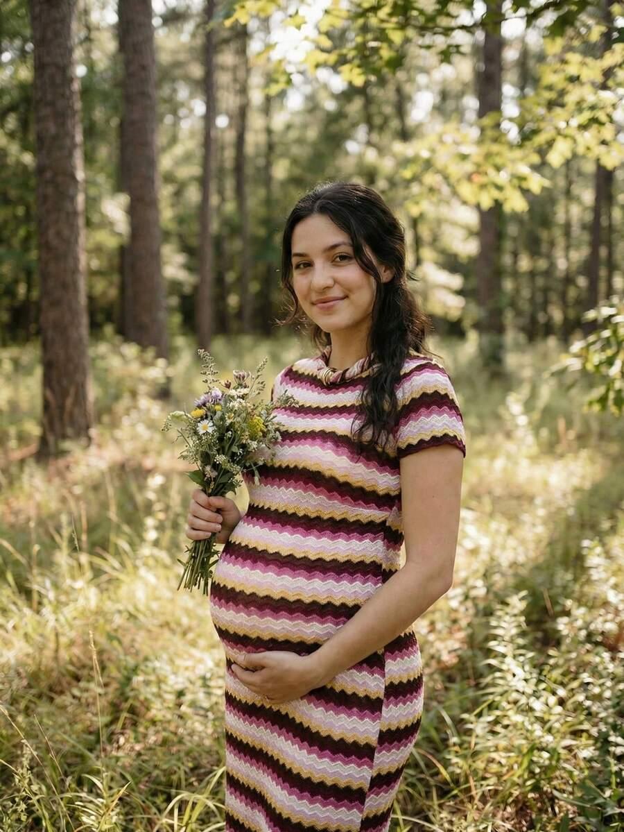 BOHO MAMA DZIANINOWA MAXI SUKIENKA CIĄŻOWA S06__M