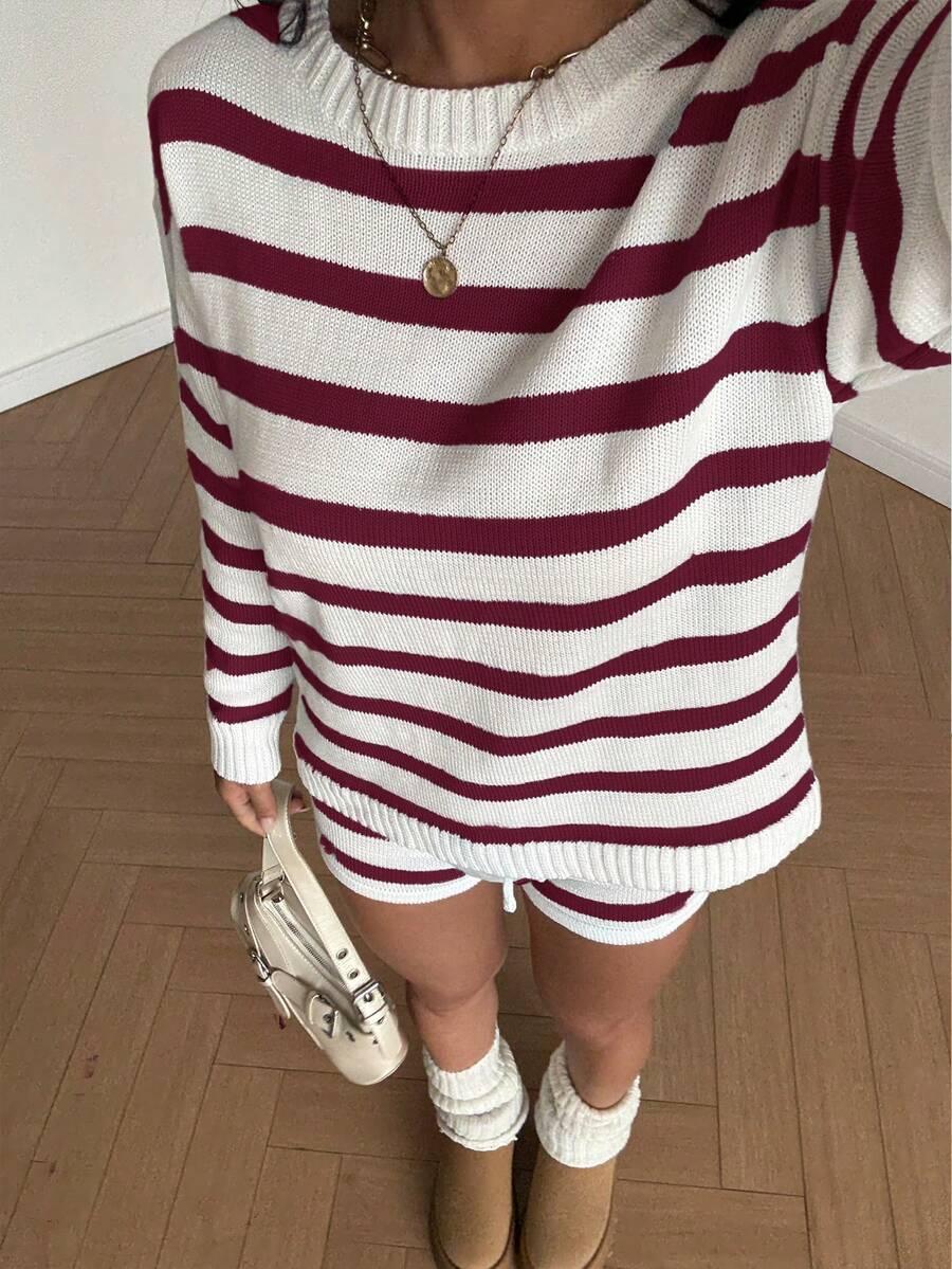 SHEIN KOMPLET KRÓTKIE SPODENKI SWETER S06__L