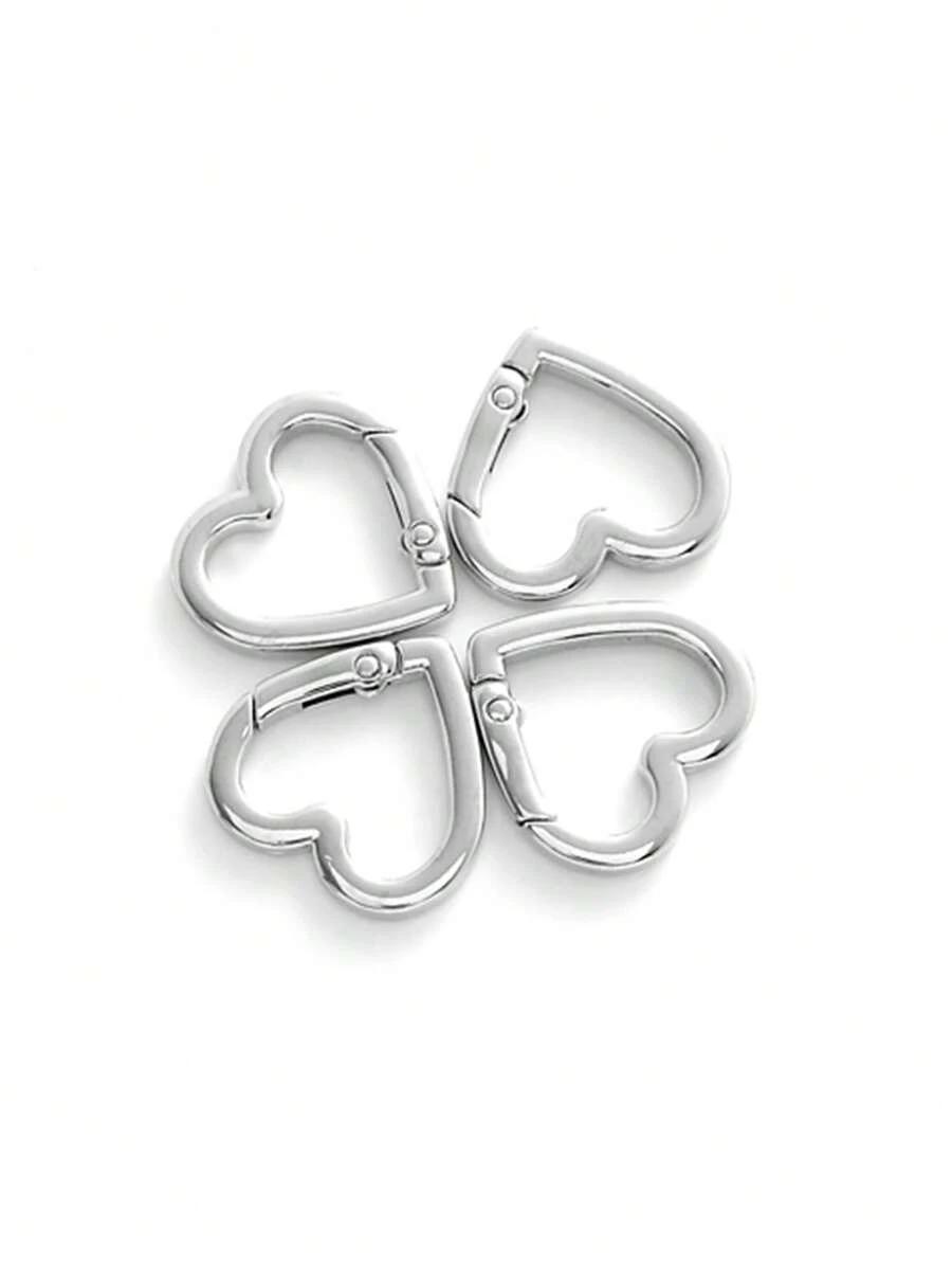SHEIN SREBRNE ZAPIĘCIE SPRĘŻYNOWE SERCE 5SZT. S07__2.1X1.5CM