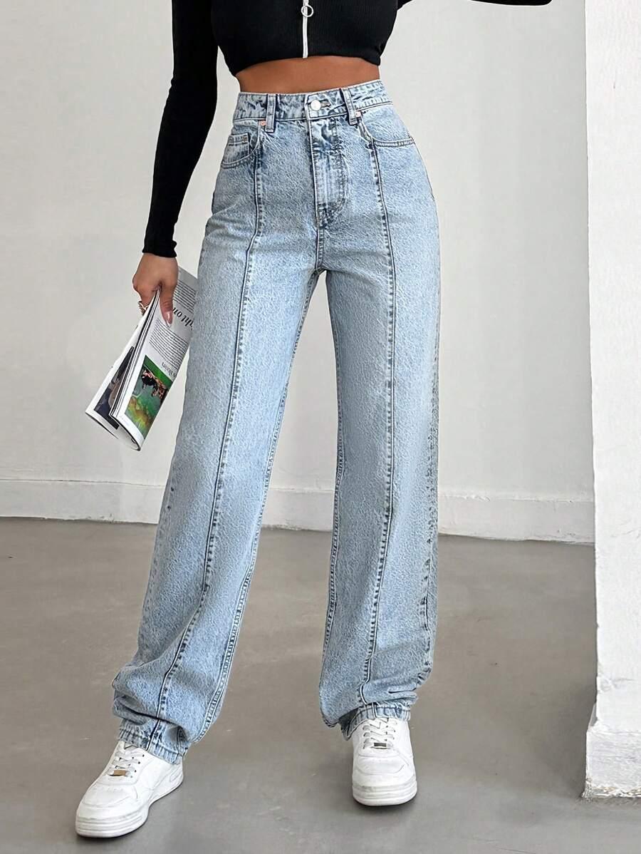 SHEIN SPODNIE JEANS WYSOKI STAN S06__L
