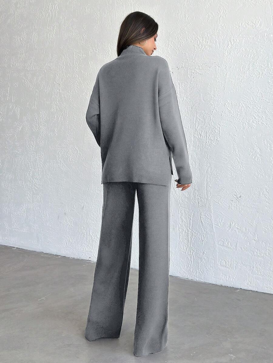 SHEIN DZIANINOWY KOMPLET SPODNIE SWETER S06__L