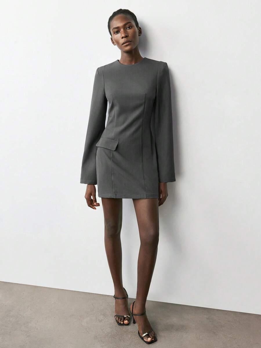 MAIJA SZARA MINI SUKIENKA S06__XS