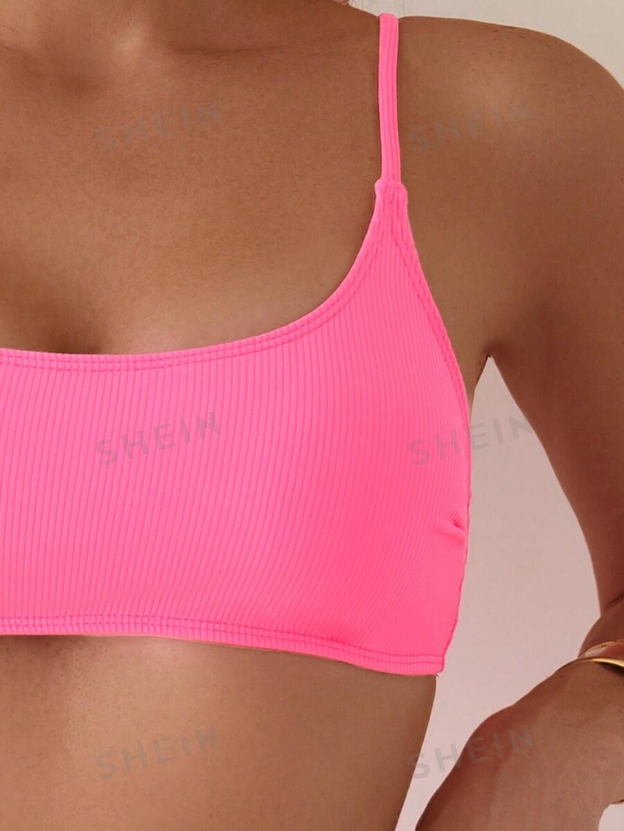 SHEIN RÓŻOWA GÓRA OD BIKINI PRĄŻKI PK01__M