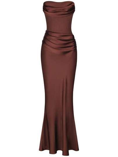 SHEIN BRĄZOWA MAXI SUKIENKA S06__S