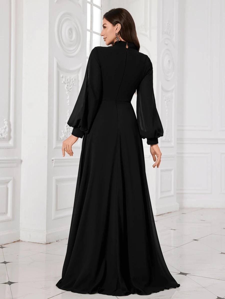 UNITHORSE CZARNA MAXI SUKIENKA DŁUGI RĘKAW S06__M