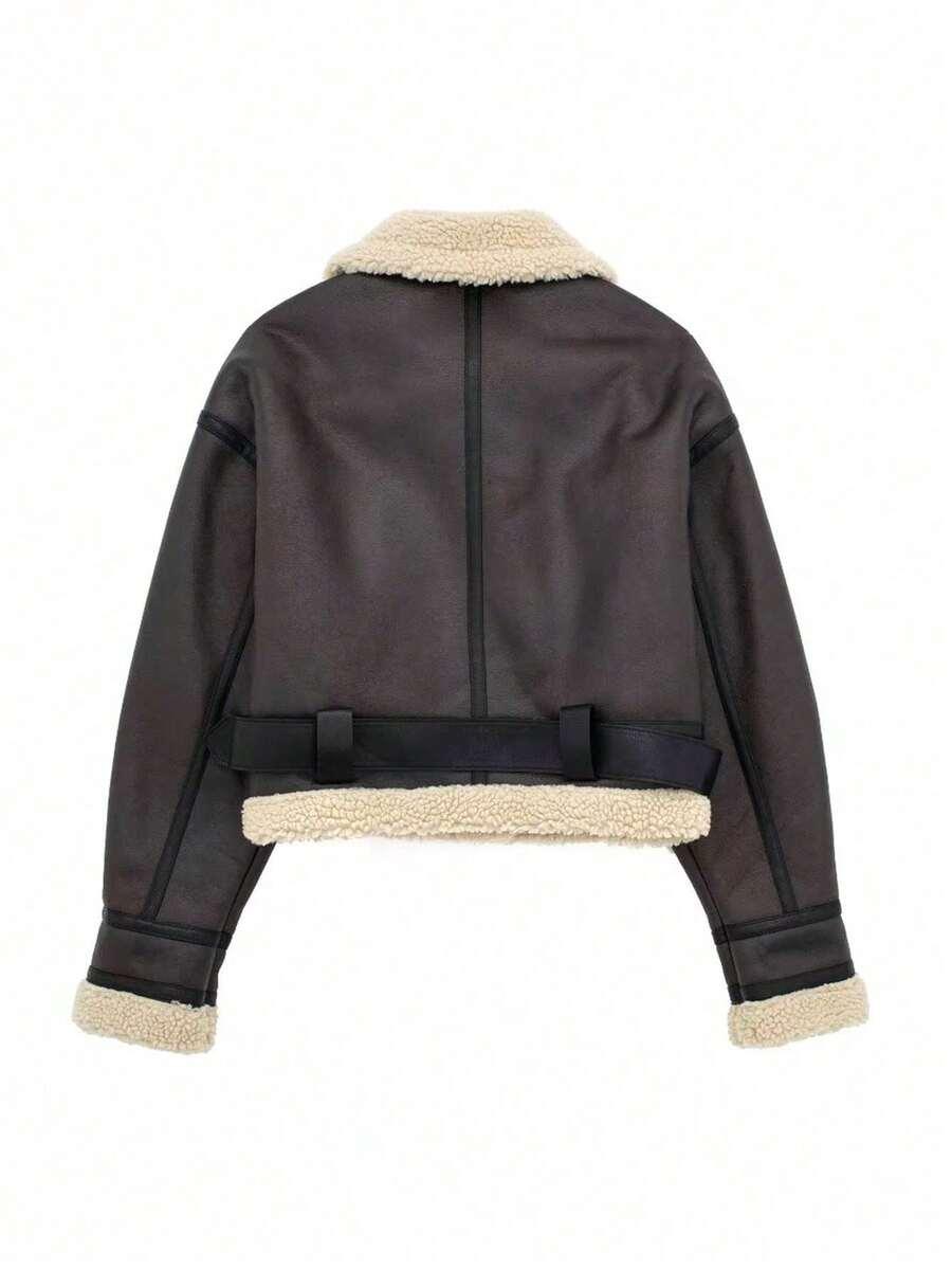 SHEIN BRĄZOWA KURTKA PILOTKA W01__L