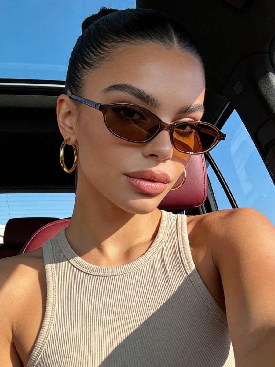 SHEIN BRĄZOWE OKULARY PRZECIWSŁONECZNE S07