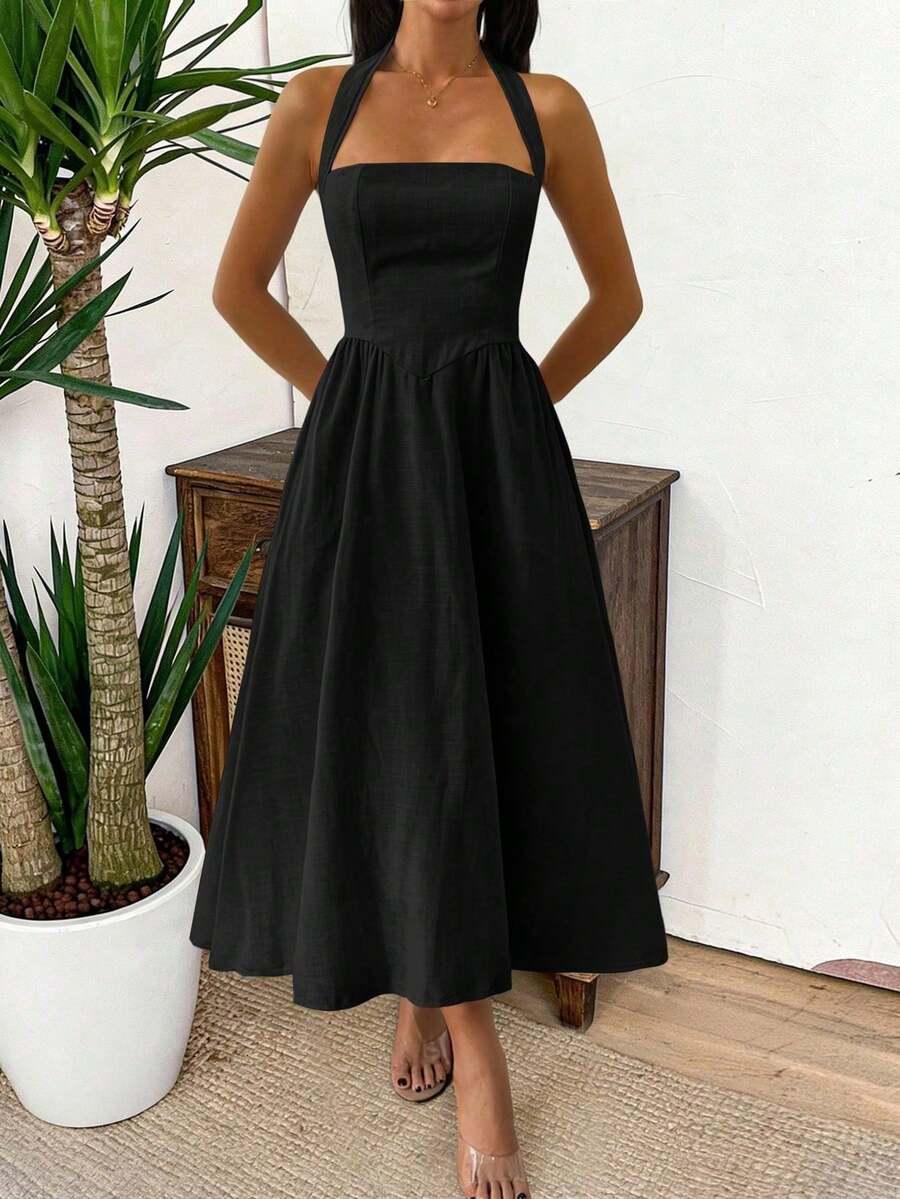 SHEIN CZARNA SUKIENKA ODKRYTE PLECY S06__XXL