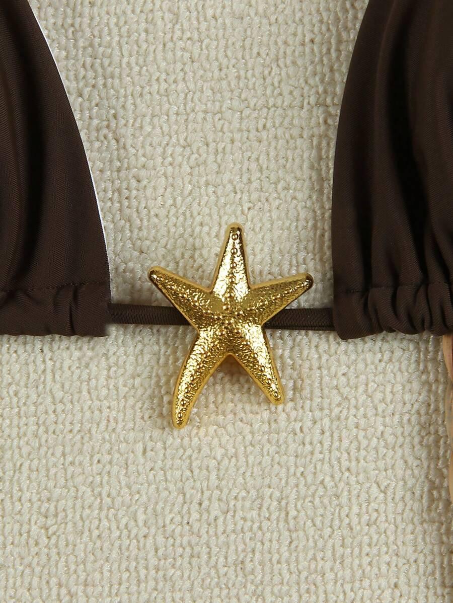 SHEIN BRĄZOWY DWUCZĘŚCIOWY STRÓJ KĄPIELOWY S09__XS
