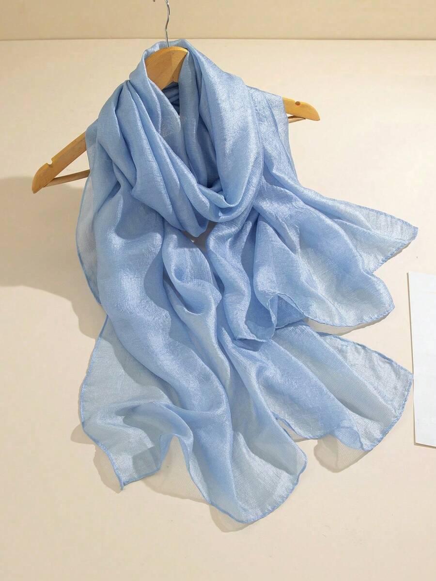 SHEIN NIEBIESKI SATYNOWY SZALIK S07__75X180CM