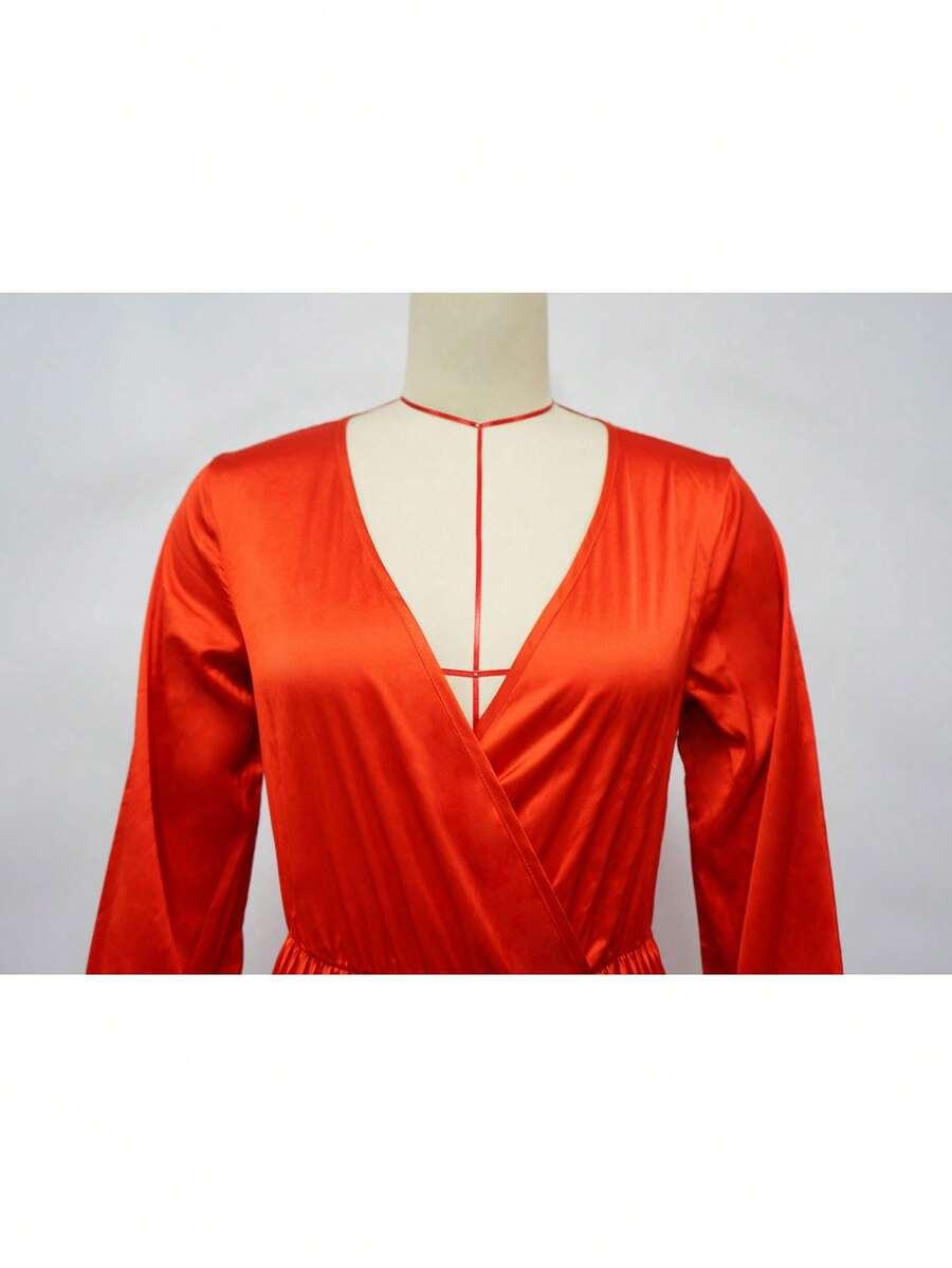 SHEIN POMARAŃCZOWA PLISOWANA SUKIENKA S06__M