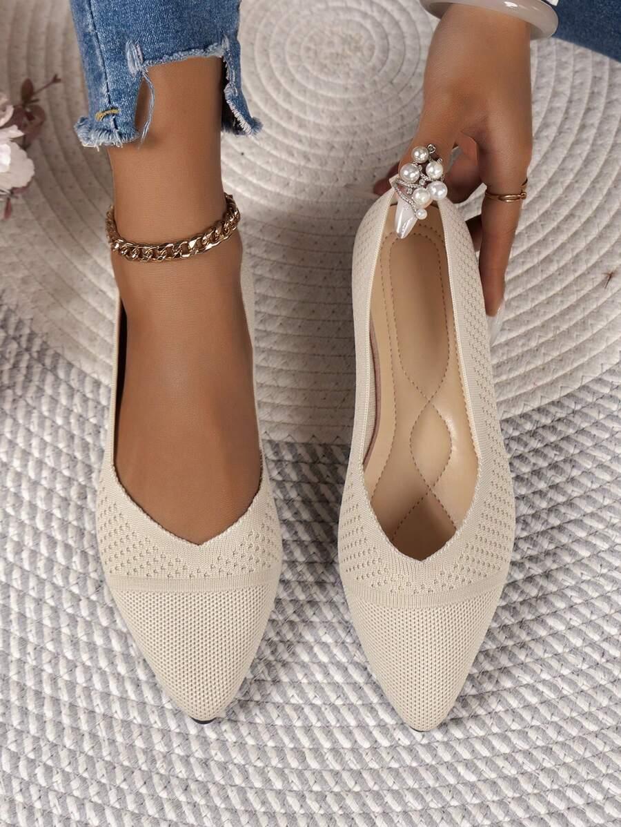 SHEIN BEŻOWE BALERINY SZPIC S06__38