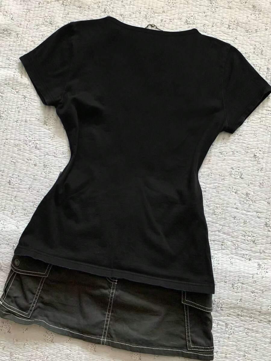SHEIN CZARNA BLUZKA GUZIKI S06__M