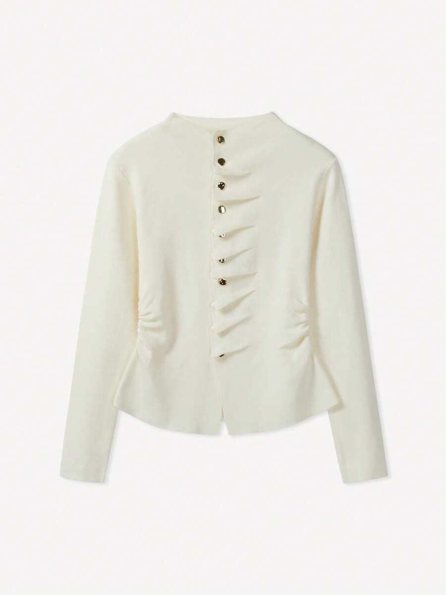 SHEIN KREMOWA BLUZKA GUZIKI S06__XS