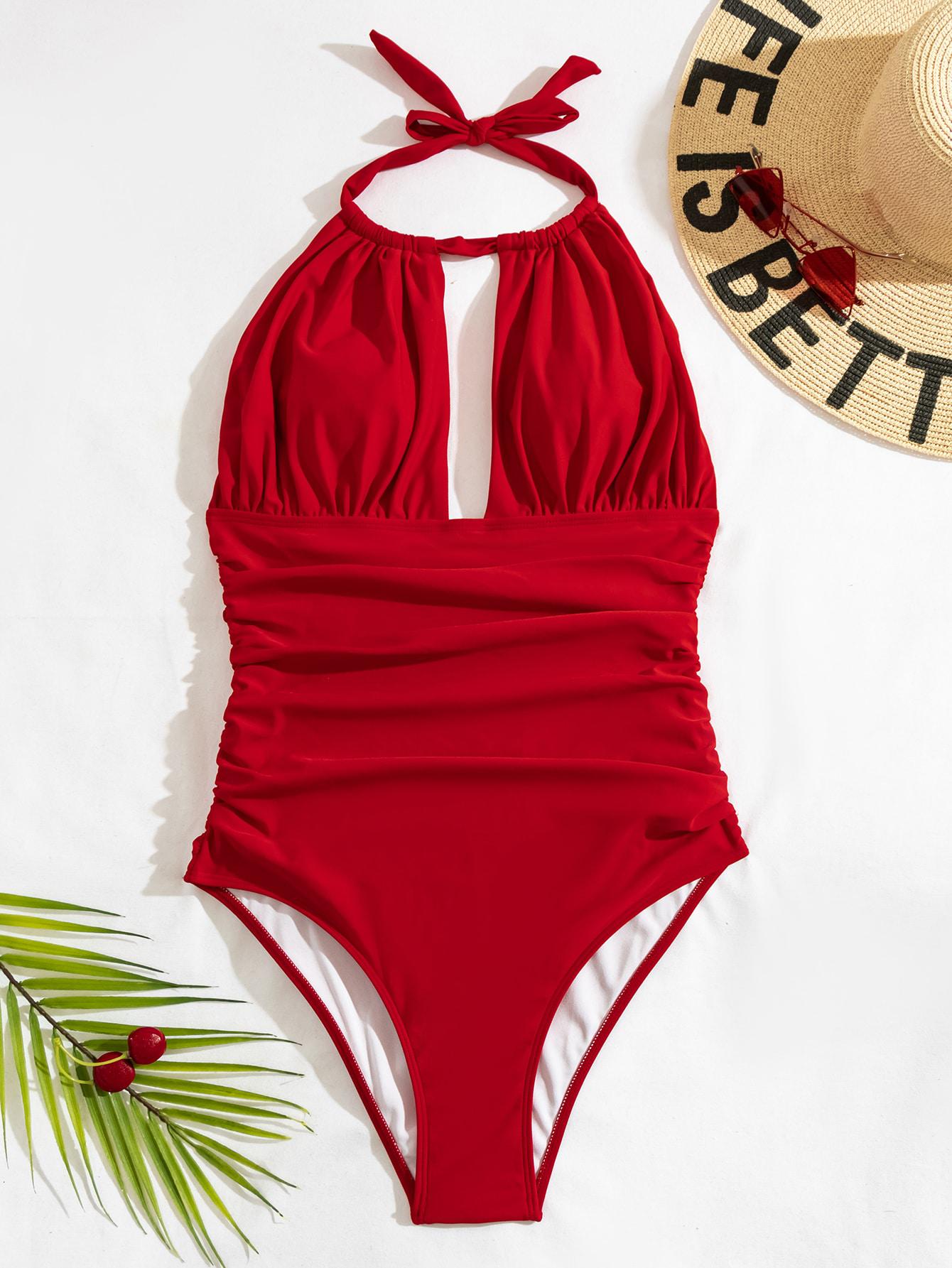 SHEIN CZERWONY STRÓJ KĄPIELOWY S09__M