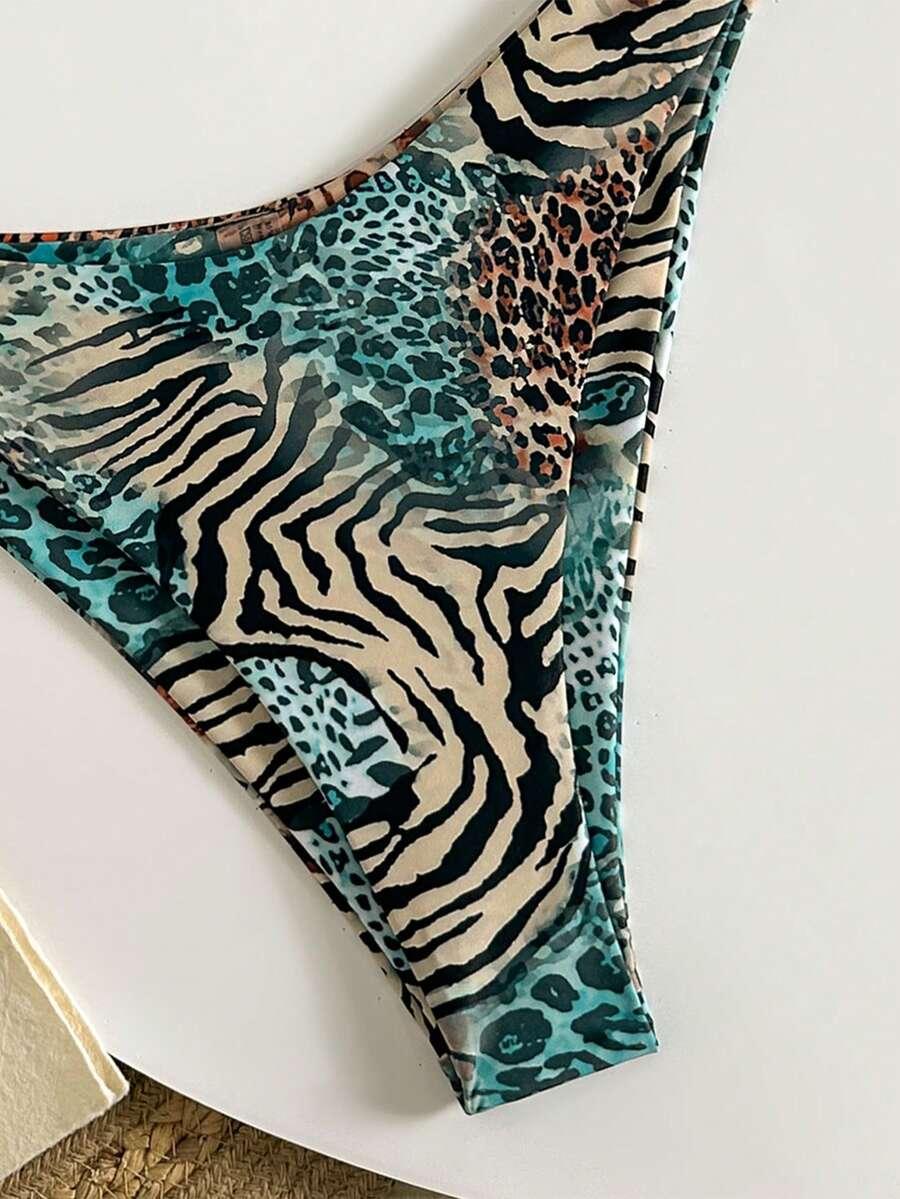 SHEIN DWUCZĘŚCIOWY STRÓJ KĄPIELOWY ANIMAL PRINT S09__L