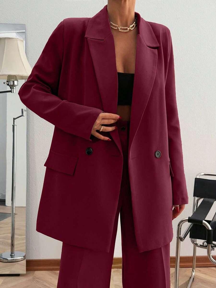 SHEIN CZERWONY KOMPLET MARYNARKA SPODNIE S06__M