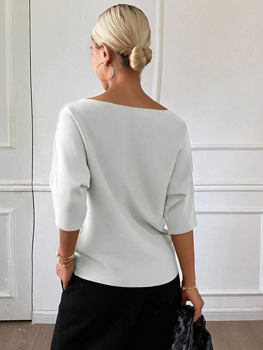 SHEIN BIAŁA DZIANINOWA BLUZKA S06__M