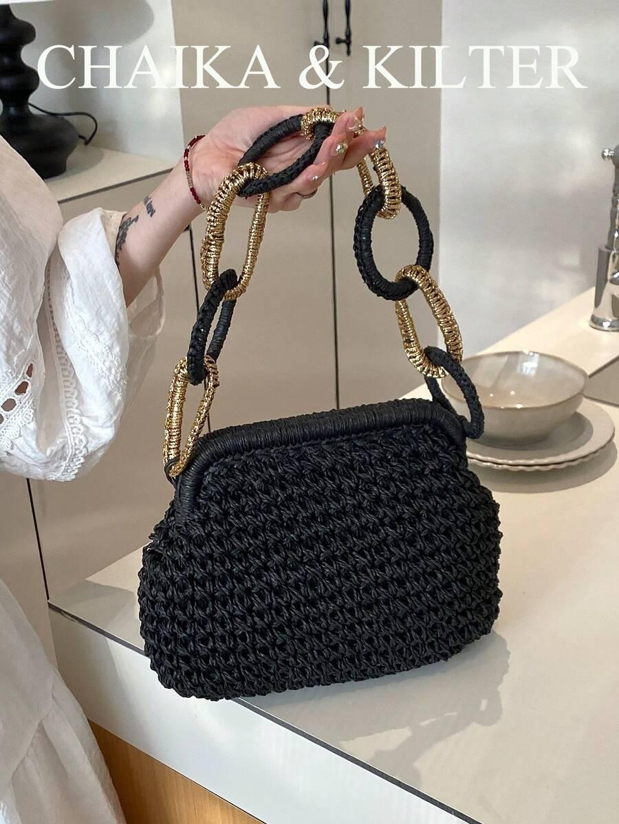 SHEIN CZARNA TOREBKA WZÓR S07__30X21