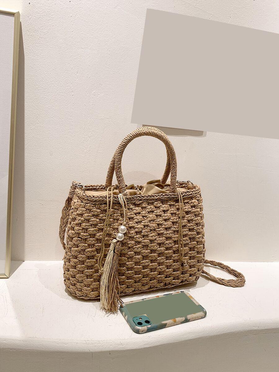SHEIN BEŻOWA PLECIONA TOREBKA S07__31X9X19CM