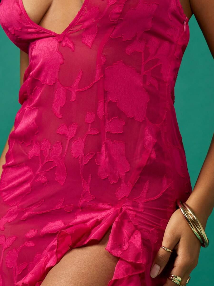 MISSGUIDED RÓŻOWA MAXI SUKIENKA ROZCIĘCIE S06__L