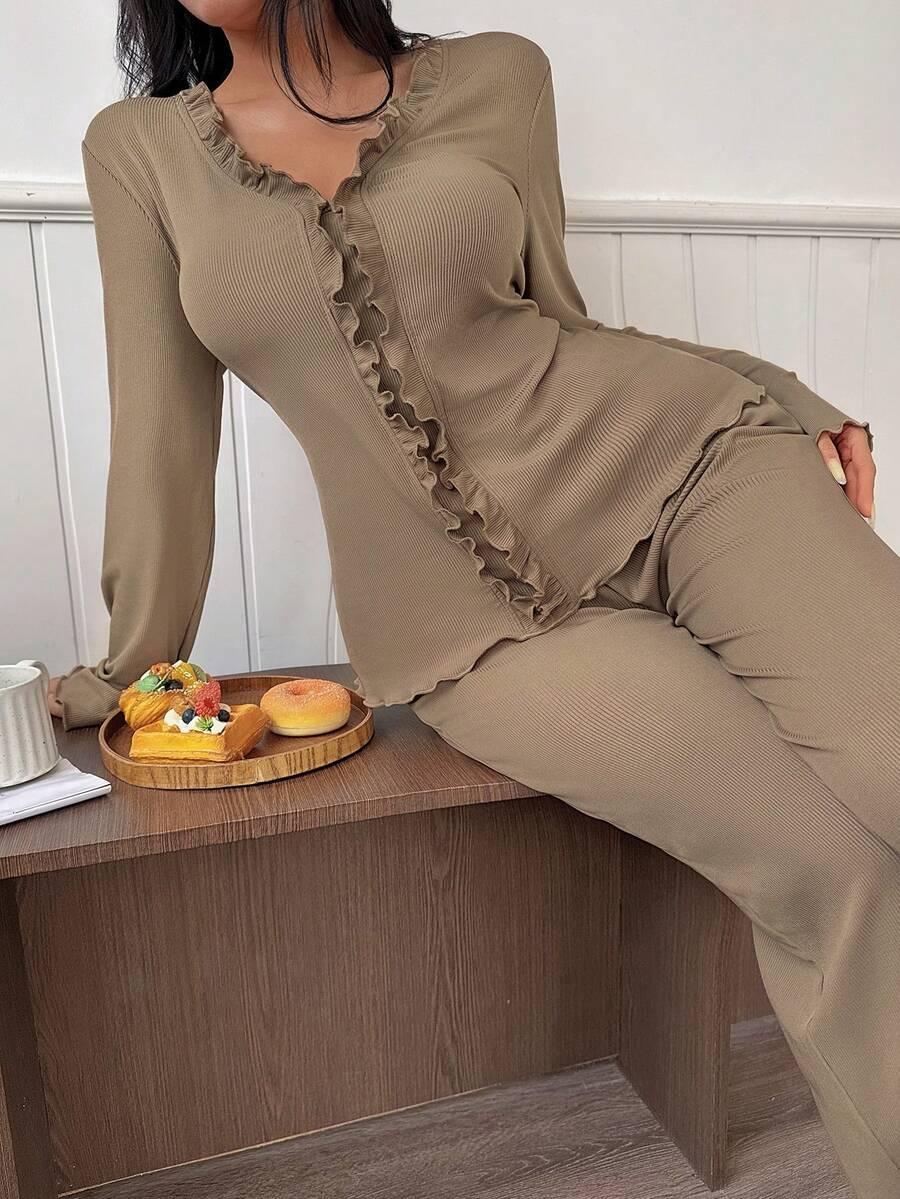 SHEIN CASUALOWY PRĄŻKOWANY KOMPLET BLUZKA SPODNIE S06__M