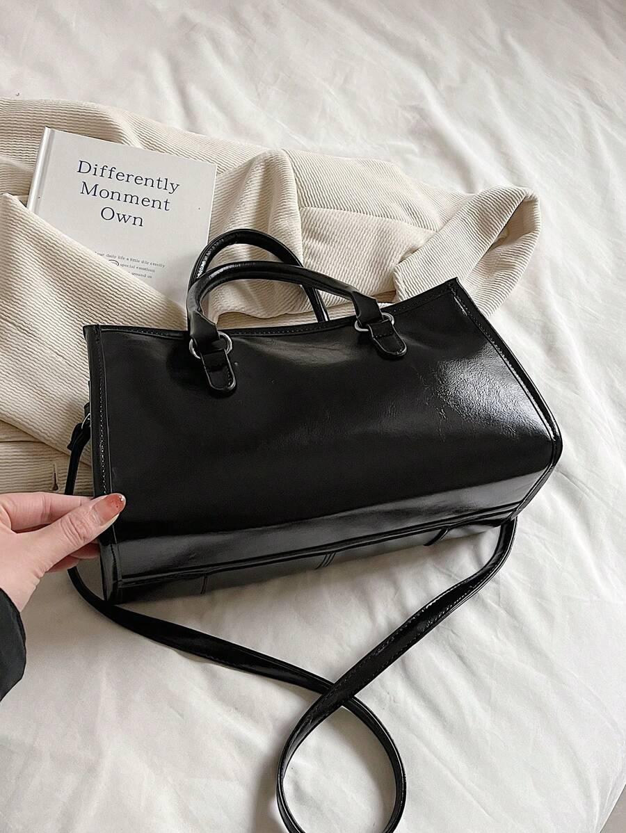 SHEIN CZARNA TOREBKA IMITACJA SKÓRY S07__18X30CM