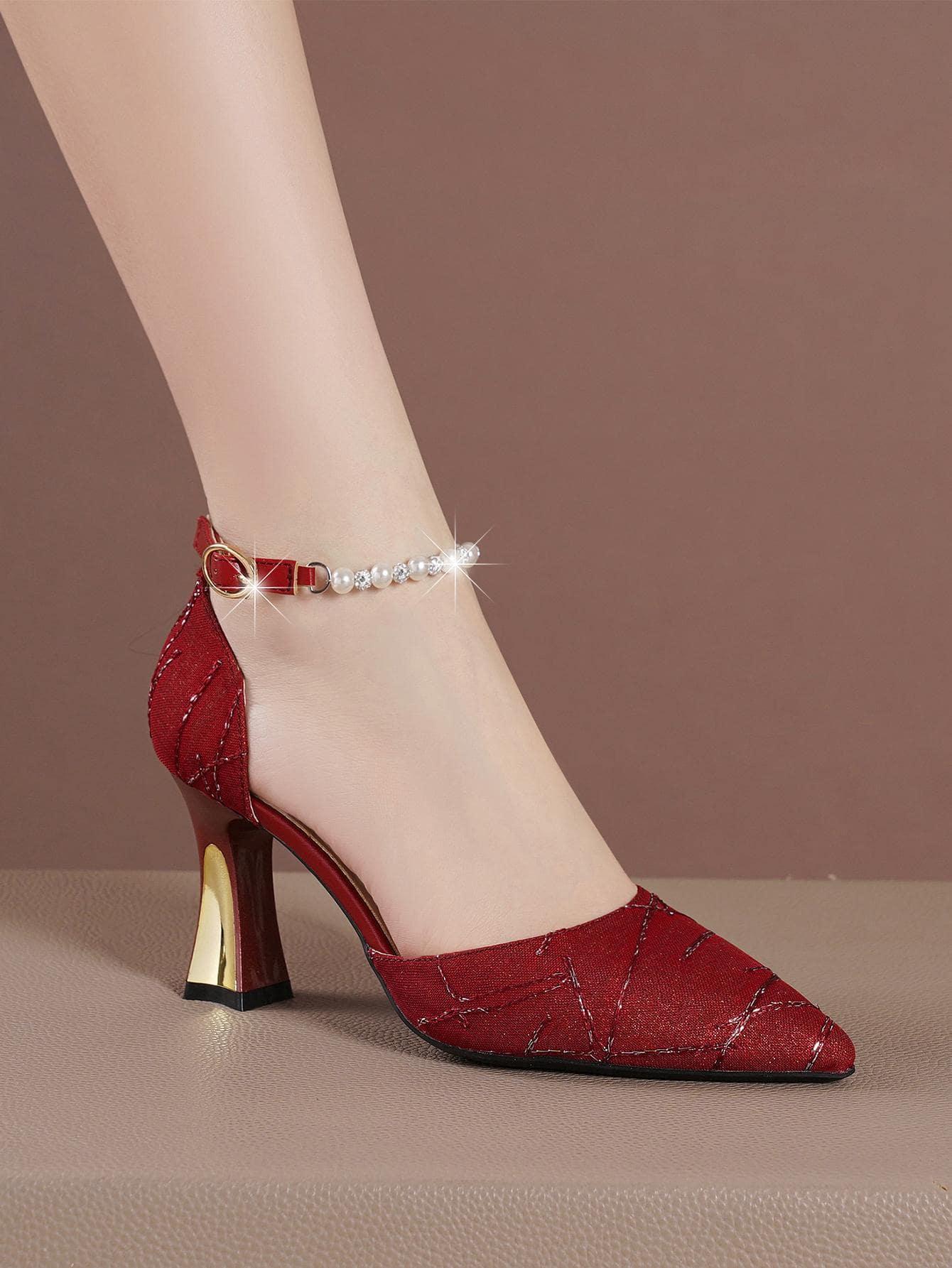 SHEIN CZERWONE ZDOBIONE CZÓŁENKA S06__36,5
