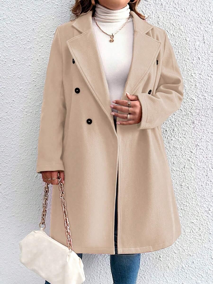 SHEIN BEŻOWY KLASYCZNY PŁASZCZ S06__46
