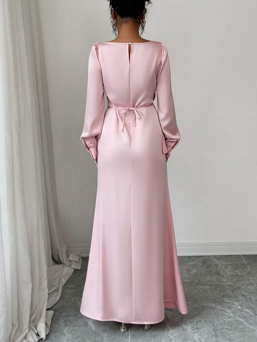 SHEIN SATYNOWA MAXI SUKIENKA S06__S