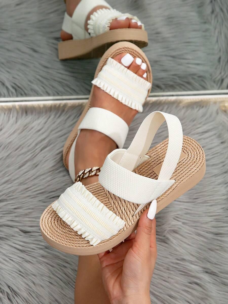 SHEIN KREMOWE SANDAŁY WSUWANE S06__36