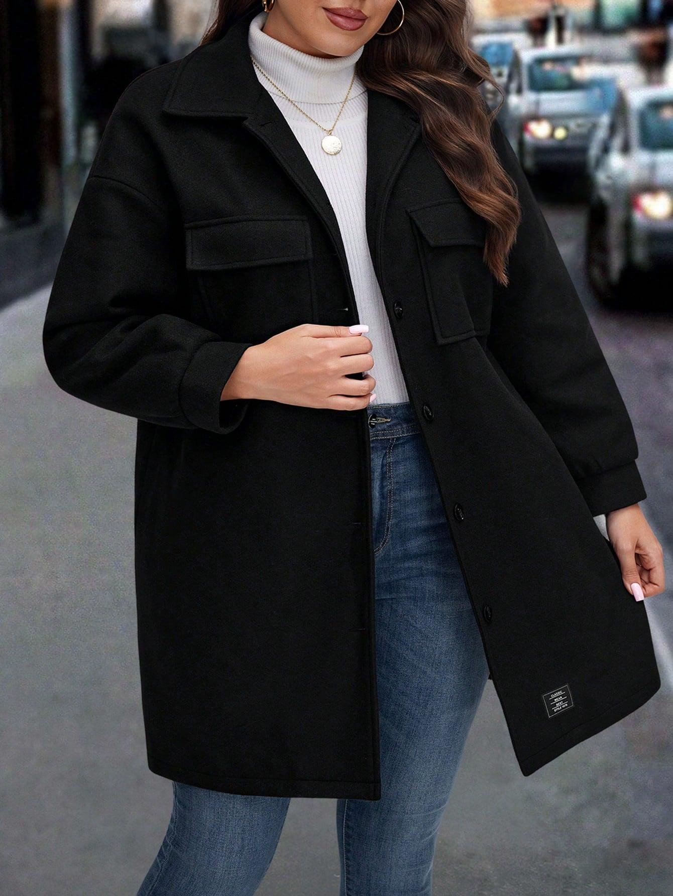 SHEIN CZARNY KLASYCZNY PŁASZCZ W01__XXL