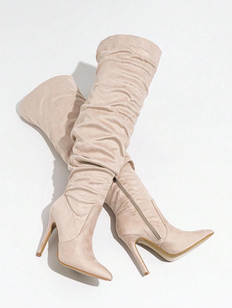 SHEIN BEŻOWE KOZAKI IMITACJA ZAMSZU W01__37,5
