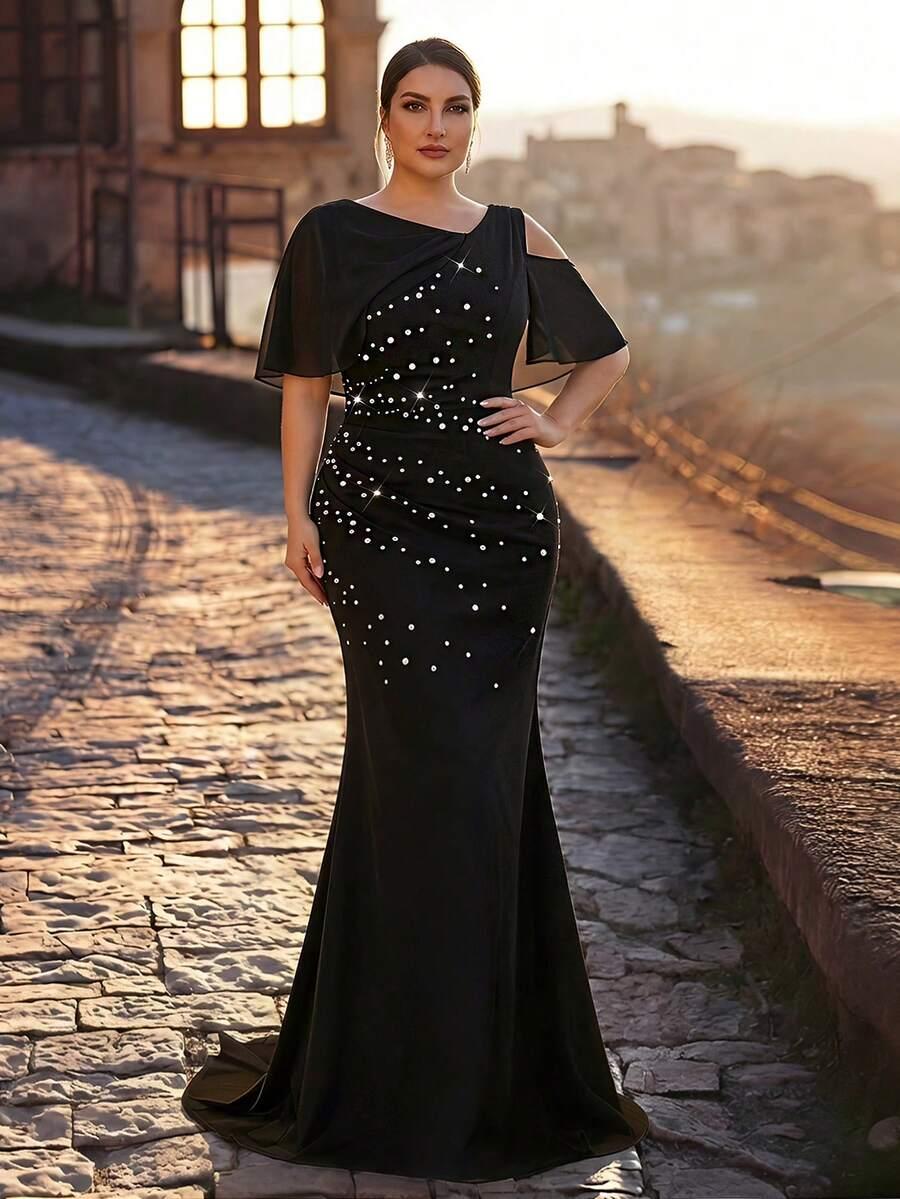 AUREIA CZARNA MAXI SUKIENKA POŁYSK S06__46