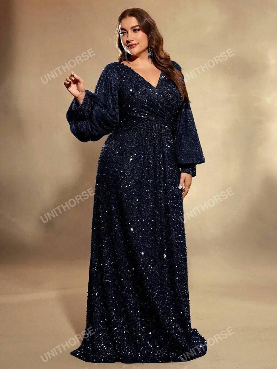 SHEIN GRANATOWA MAXI SUKIENKA CEKINY S06__50
