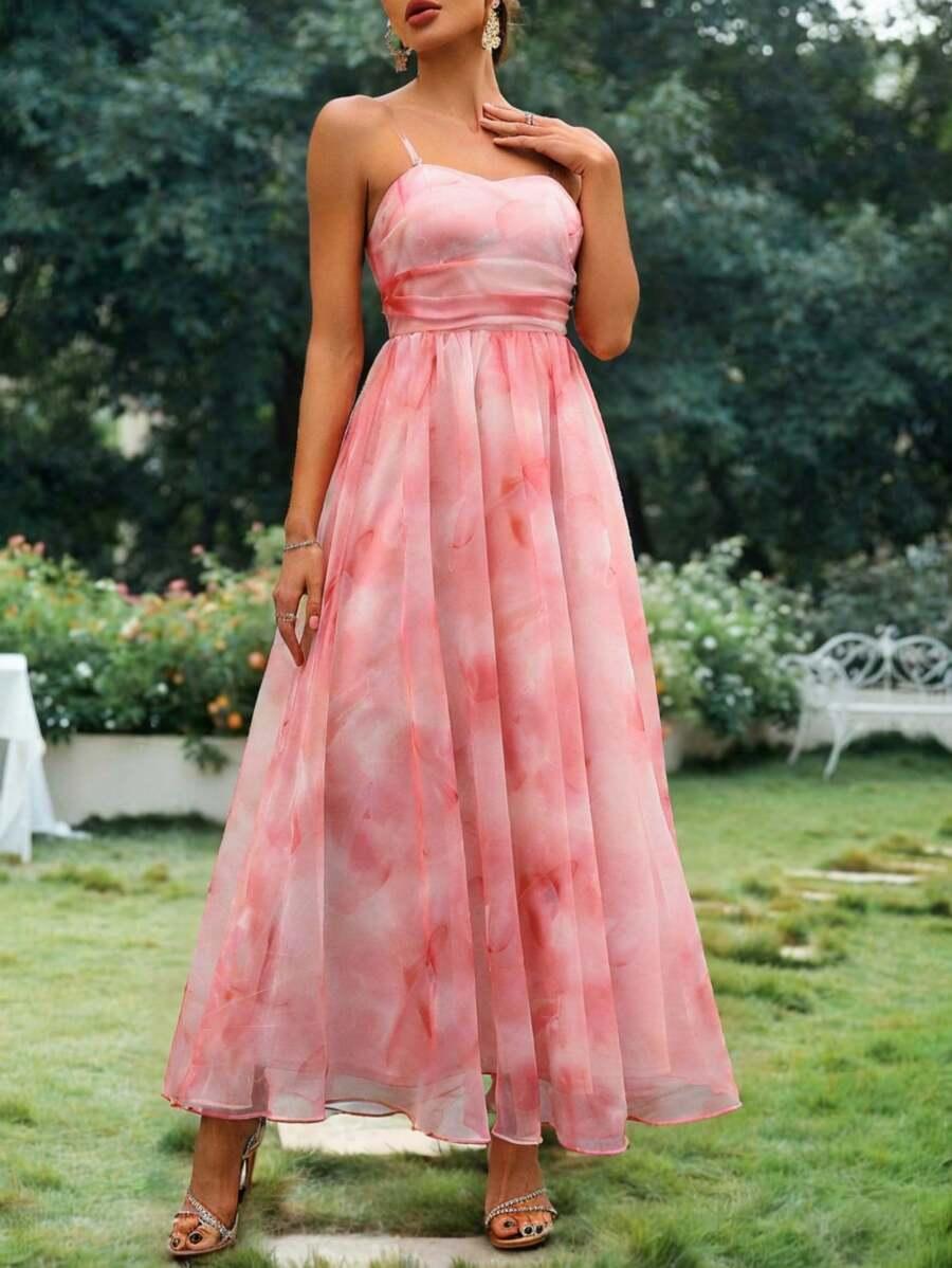 SHEIN RÓŻOWA MAXI SUKIENKA NA RAMIĄCZKACH S06__XXL