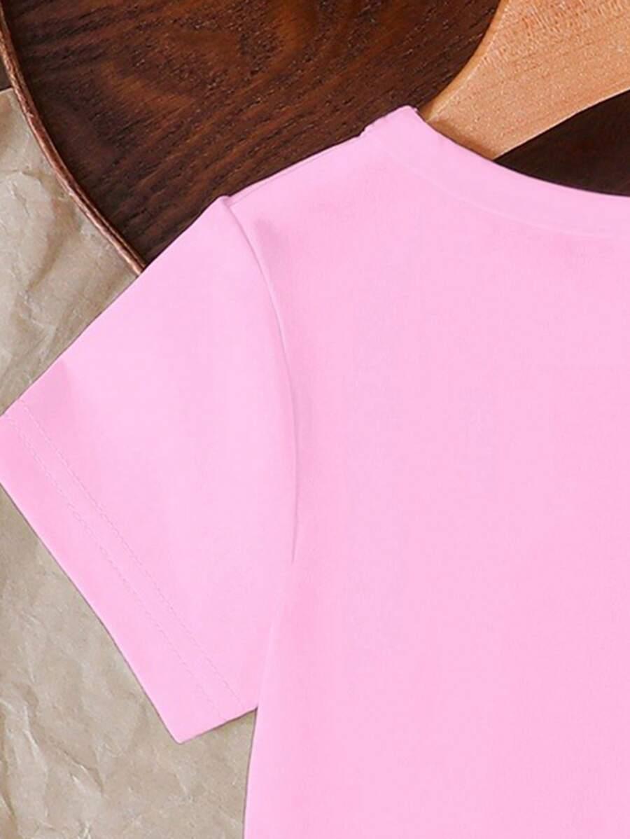 SHEIN RÓŻOWY T-SHIRT NADRUK PK01__104-110