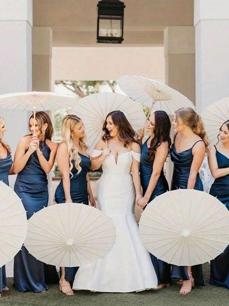 SHEIN BIAŁA PAPIEROWA PARASOL S07__40CM