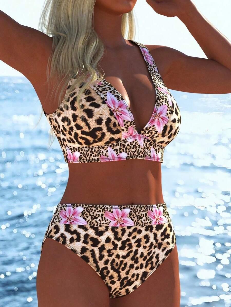 SHEIN DWUCZĘŚCIOWY STRÓJ KĄPIELOWY ANIMAL PRINT S09__XL