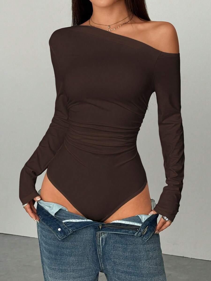 SHEIN BRĄZOWE BODY DŁUGI RĘKAW S06__M