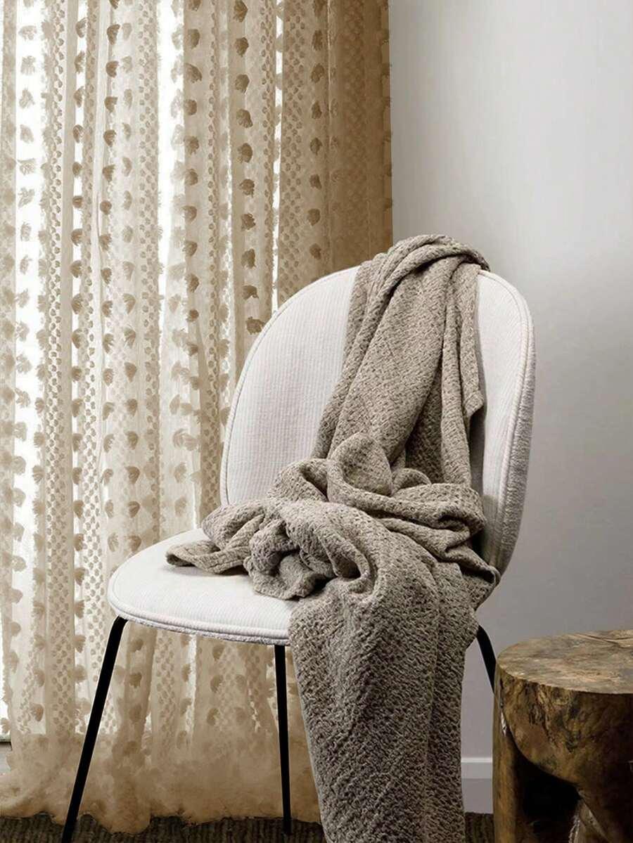 SHEIN BEŻOWA ZASŁONA HAFT S07__100X200