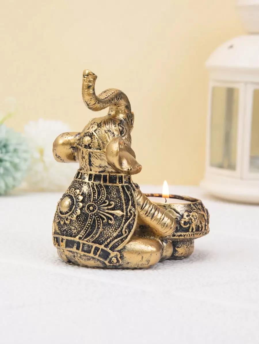 SHEIN ZŁOTY ŚWIECZNIK SŁOŃ S07__12X11X7