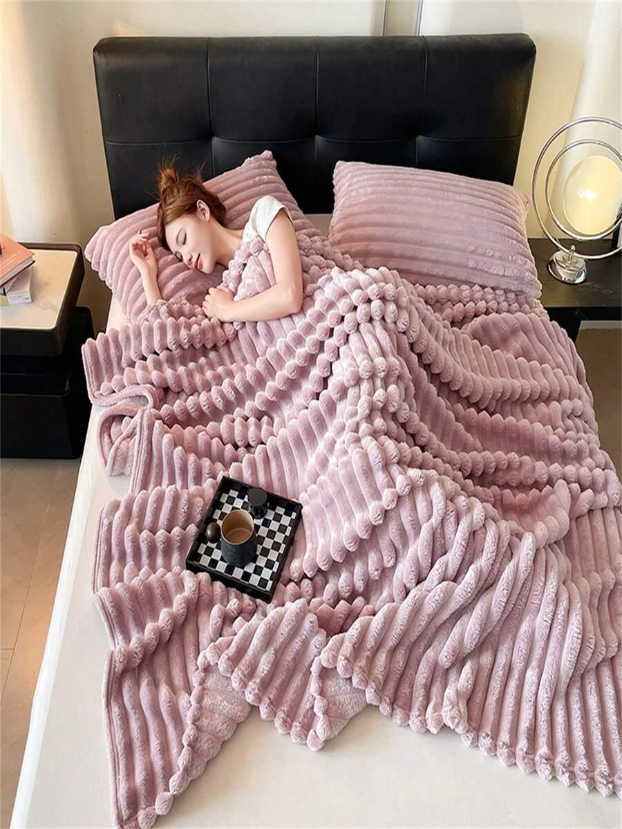 SHEIN RÓŻOWY KOC WZÓR S07__200X230