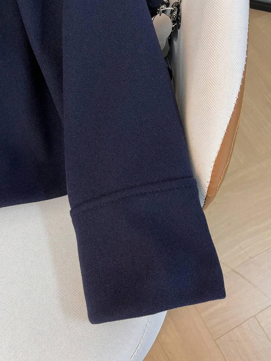 SHEIN GRANATOWY PŁASZCZ GUZIKI W01__M