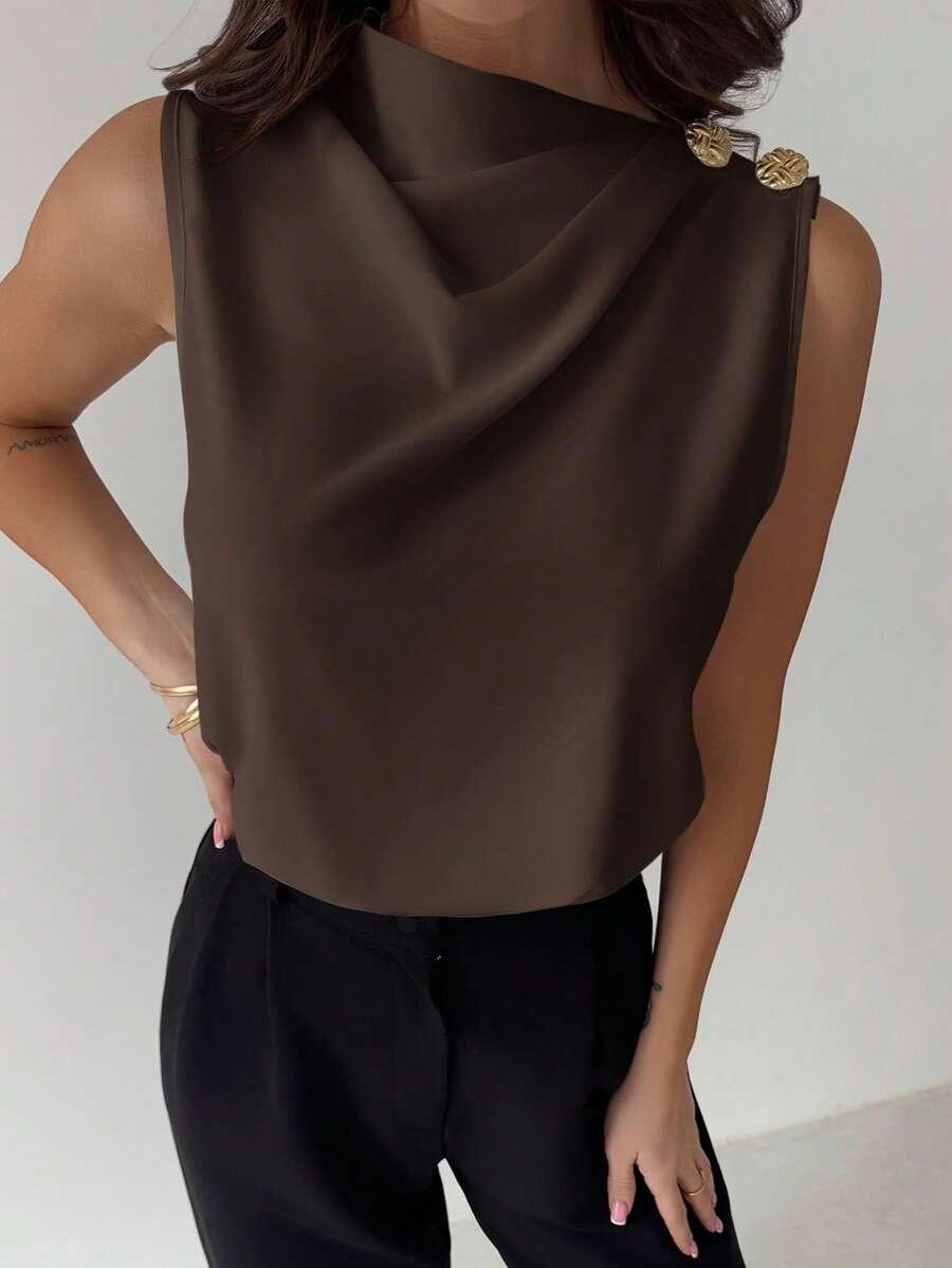 FIRERIE BRĄZOWY ELEGANCKI TOP S06__L