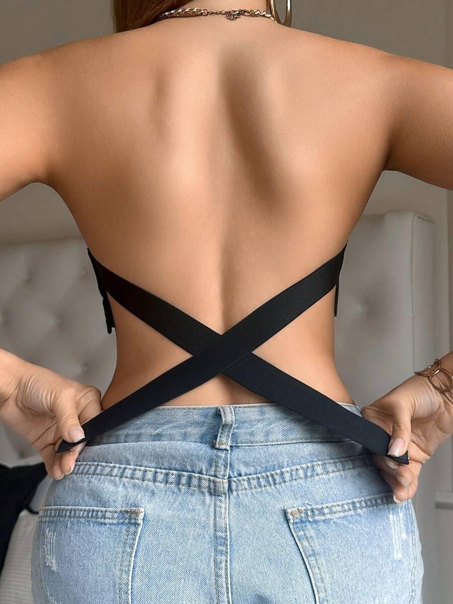 SHEIN CZARNY BIUSTONOSZ SAMONOŚNY S09__L