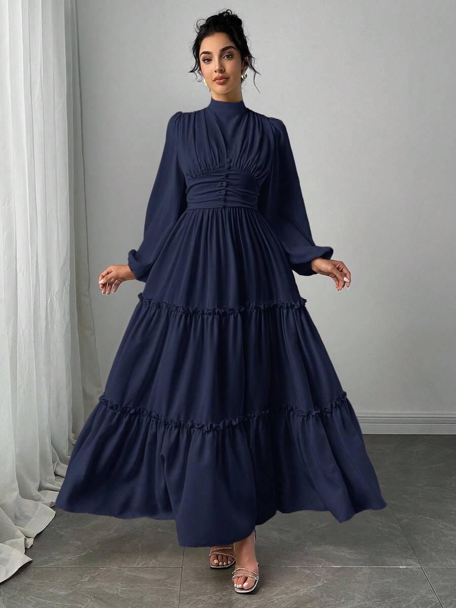 VEILORIE GRANATOWA SUKIENKA MAXI S06__XL