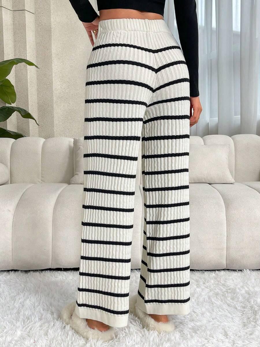 SHEIN DZIANINOWE SPODNIE PASKI PK01__XL