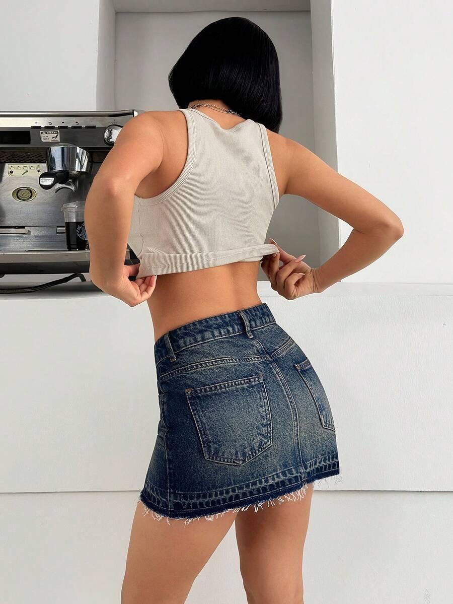 SHEIN MINI SPÓDNICA JEANS PK01__XS